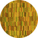 Round Abstract Yellow Modern Rug, abs4105yw