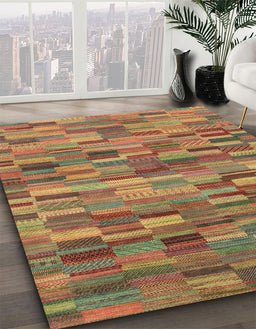 Abstract Caramel Brown Modern Rug in Family Room, abs4105