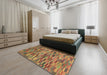 Machine Washable Abstract Caramel Brown Rug in a Bedroom, wshabs4105