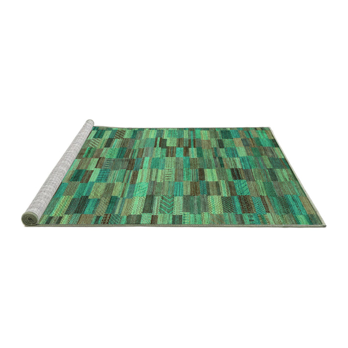 Sideview of Machine Washable Abstract Turquoise Modern Area Rugs, wshabs4105turq