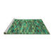 Sideview of Machine Washable Abstract Turquoise Modern Area Rugs, wshabs4105turq