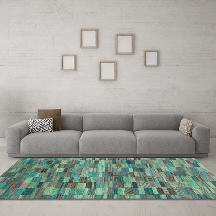 Machine Washable Abstract Light Blue Modern Rug in a Living Room, wshabs4105lblu
