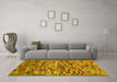 Machine Washable Abstract Yellow Modern Rug in a Living Room, wshabs4105yw