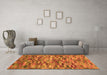 Machine Washable Abstract Orange Modern Area Rugs in a Living Room, wshabs4105org