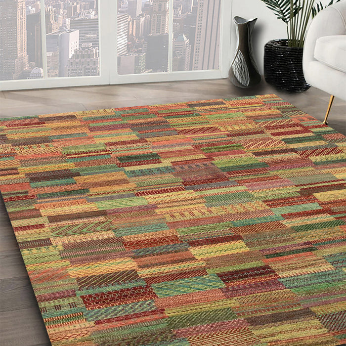 Abstract Caramel Brown Modern Rug in Family Room, abs4105