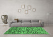 Machine Washable Abstract Emerald Green Modern Area Rugs in a Living Room,, wshabs4105emgrn