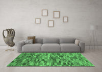 Machine Washable Abstract Emerald Green Modern Rug, wshabs4105emgrn