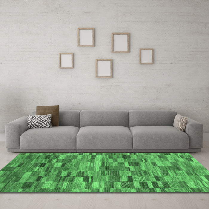 Machine Washable Abstract Emerald Green Modern Area Rugs in a Living Room,, wshabs4105emgrn