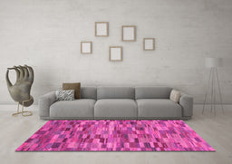 Machine Washable Abstract Pink Modern Rug in a Living Room, wshabs4105pnk