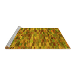 Sideview of Machine Washable Abstract Yellow Modern Rug, wshabs4105yw