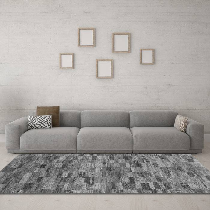 Machine Washable Abstract Gray Modern Rug in a Living Room,, wshabs4105gry