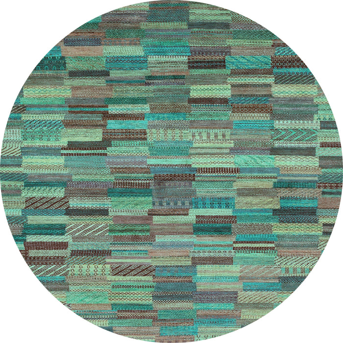Round Abstract Light Blue Modern Rug, abs4105lblu
