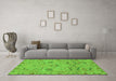 Machine Washable Abstract Green Modern Area Rugs in a Living Room,, wshabs4106grn