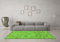 Machine Washable Abstract Green Modern Rug, wshabs4106grn