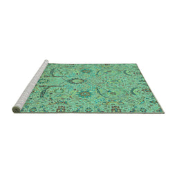 Sideview of Machine Washable Abstract Turquoise Modern Area Rugs, wshabs4106turq