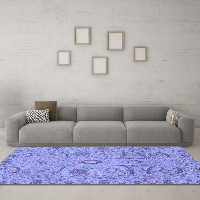 Machine Washable Abstract Blue Modern Rug in a Living Room, wshabs4106blu