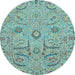 Round Machine Washable Abstract Light Blue Modern Rug, wshabs4106lblu