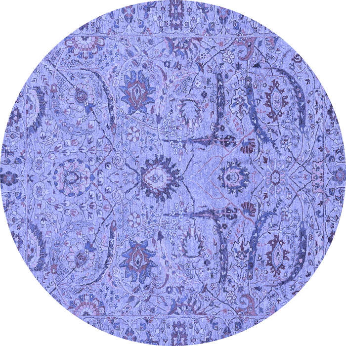 Round Abstract Blue Modern Rug, abs4106blu
