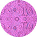 Round Machine Washable Abstract Purple Modern Area Rugs, wshabs4106pur