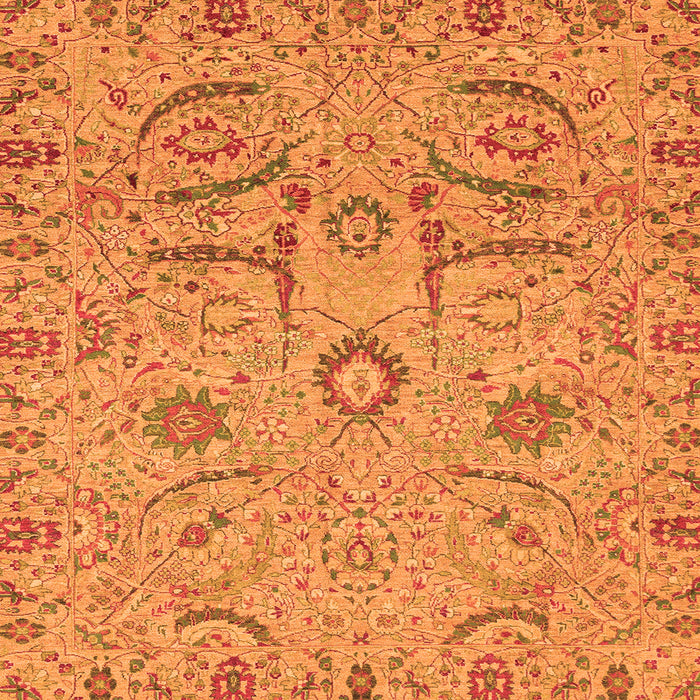 Square Machine Washable Abstract Orange Modern Area Rugs, wshabs4106org