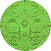 Round Machine Washable Abstract Green Modern Area Rugs, wshabs4106grn