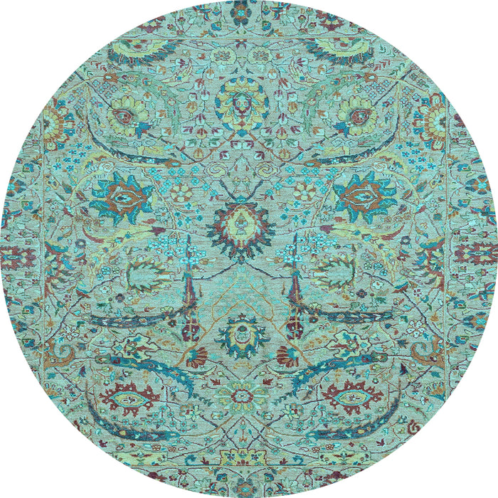 Round Abstract Light Blue Modern Rug, abs4106lblu