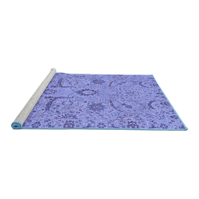 Sideview of Machine Washable Abstract Blue Modern Rug, wshabs4106blu