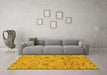 Machine Washable Abstract Yellow Modern Rug in a Living Room, wshabs4106yw