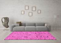 Machine Washable Abstract Pink Modern Rug, wshabs4106pnk