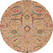 Round Abstract Chestnut Red Modern Rug, abs4106