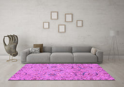 Machine Washable Abstract Purple Modern Area Rugs in a Living Room, wshabs4106pur