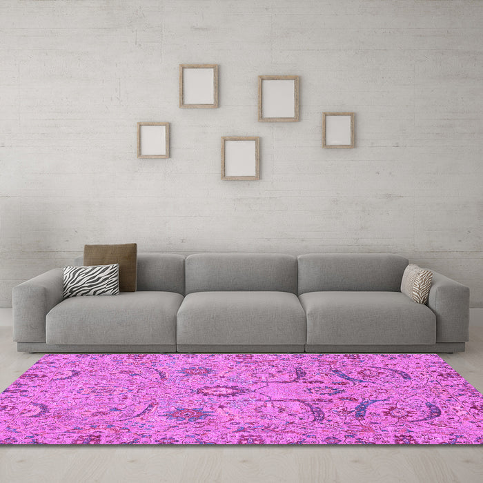 Machine Washable Abstract Purple Modern Area Rugs in a Living Room, wshabs4106pur