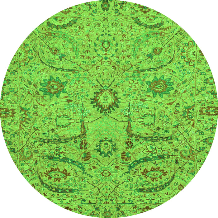 Round Abstract Green Modern Rug, abs4106grn