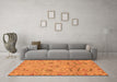 Machine Washable Abstract Orange Modern Area Rugs in a Living Room, wshabs4106org