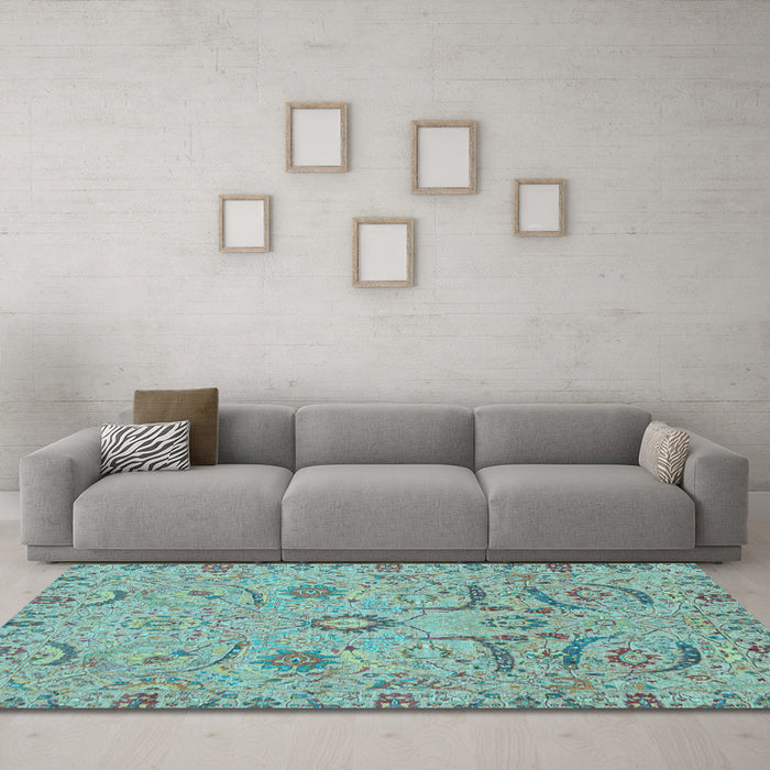 Machine Washable Abstract Light Blue Modern Rug in a Living Room, wshabs4106lblu