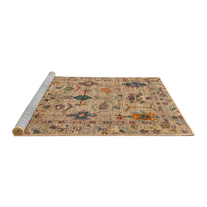 Sideview of Machine Washable Abstract Brown Sand Brown Rug, wshabs4107