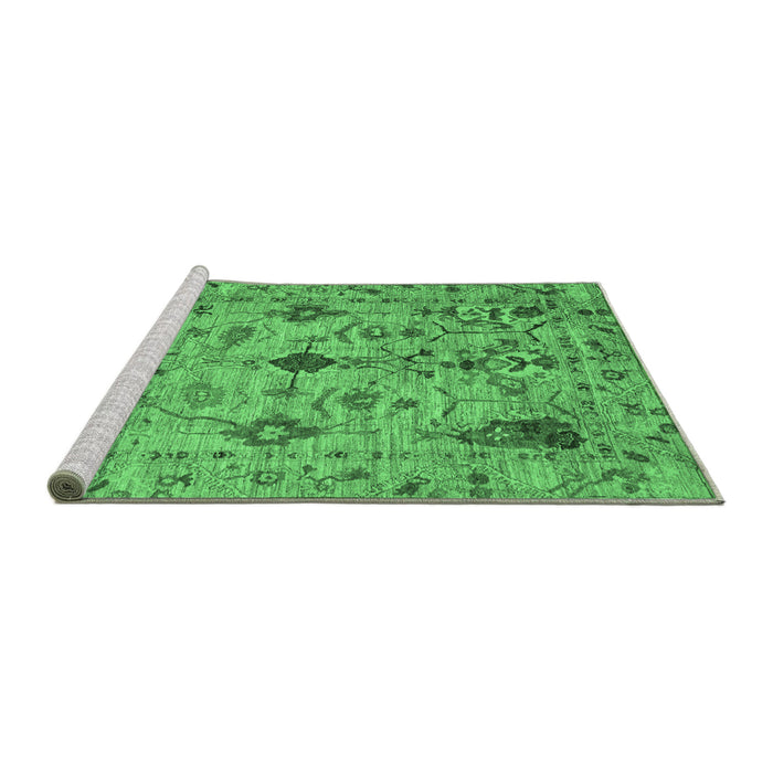 Sideview of Machine Washable Oriental Emerald Green Traditional Area Rugs, wshabs4107emgrn