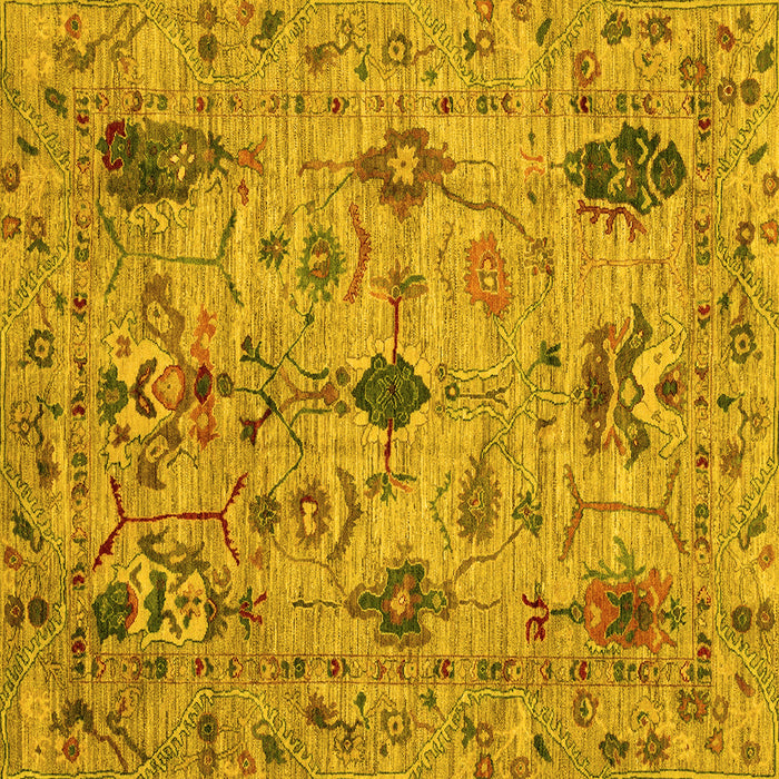Square Machine Washable Oriental Yellow Traditional Rug, wshabs4107yw