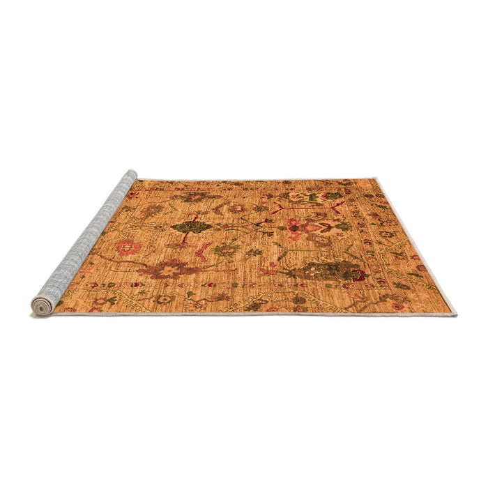 Sideview of Machine Washable Oriental Orange Traditional Area Rugs, wshabs4107org