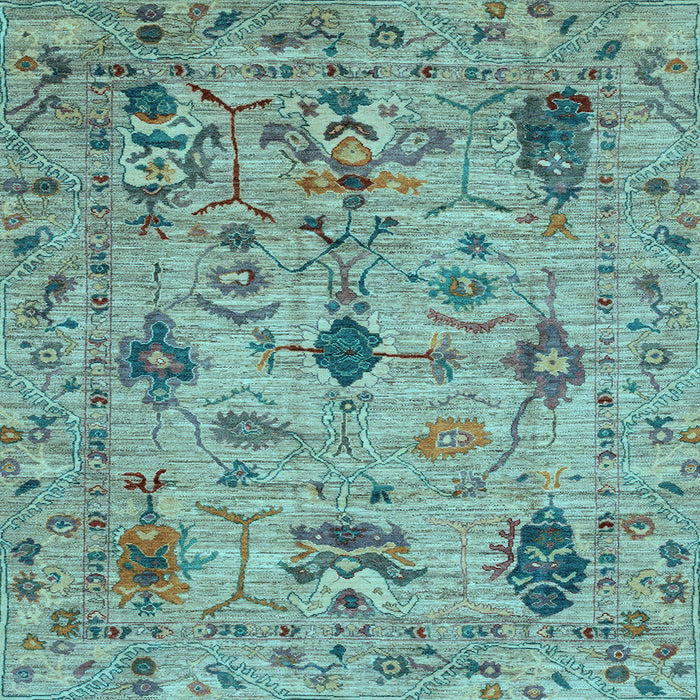 Square Oriental Light Blue Traditional Rug, abs4107lblu