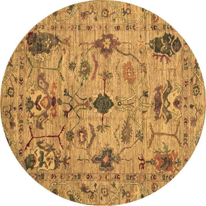 Round Machine Washable Oriental Brown Traditional Rug, wshabs4107brn