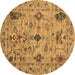 Round Machine Washable Oriental Brown Traditional Rug, wshabs4107brn