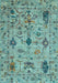 Machine Washable Oriental Light Blue Traditional Rug, wshabs4107lblu