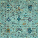 Square Machine Washable Oriental Light Blue Traditional Rug, wshabs4107lblu