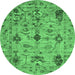 Round Oriental Emerald Green Traditional Rug, abs4107emgrn