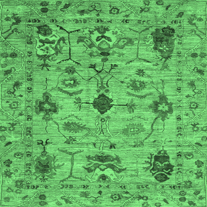Square Oriental Emerald Green Traditional Rug, abs4107emgrn