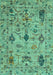 Machine Washable Oriental Turquoise Traditional Area Rugs, wshabs4107turq