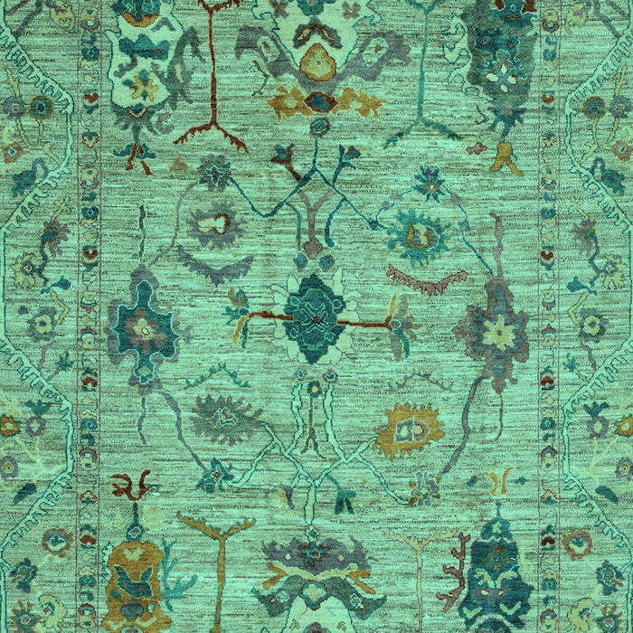 Machine Washable Oriental Turquoise Traditional Area Rugs, wshabs4107turq