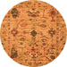 Round Oriental Orange Traditional Rug, abs4107org