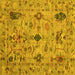 Square Oriental Yellow Traditional Rug, abs4107yw